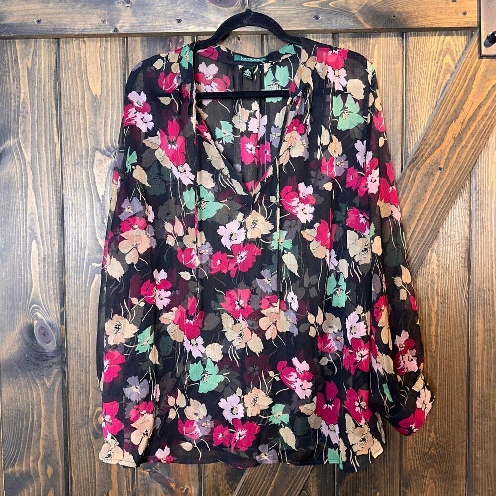 Lauren Ralph Lauren Floral Print Sheer Top